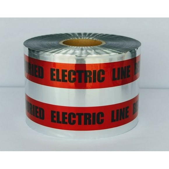 Detectable Underground Tape - Caution Buried Electric Line Below - 6" X 1000 Ft Roll (4 Roll/Case) - Red