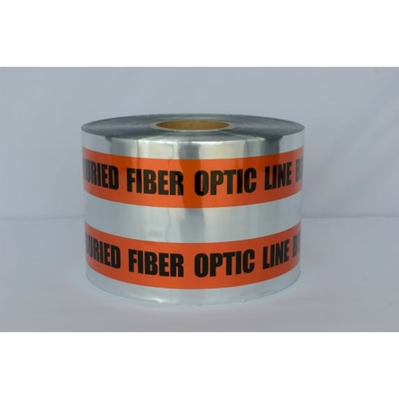 Detectable Underground Tape - Caution Buried Fiber Optic Line Below - 6" X 1000 Ft Roll (4 Roll/Case)