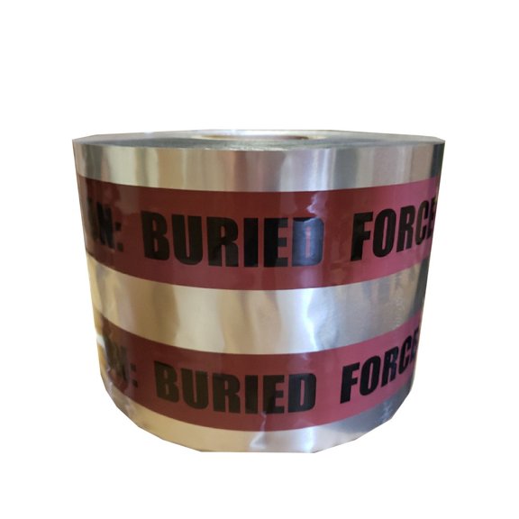 Detectable Underground Tape - Caution Buried Force Main Line Below - 6" x 1000 ft Roll (4 Roll/Case)