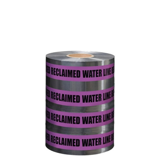 Detectable Underground Tape - Caution Buried Reclaimed Water Line Below - 12" X 1000 Ft Roll (2 Roll/Case)