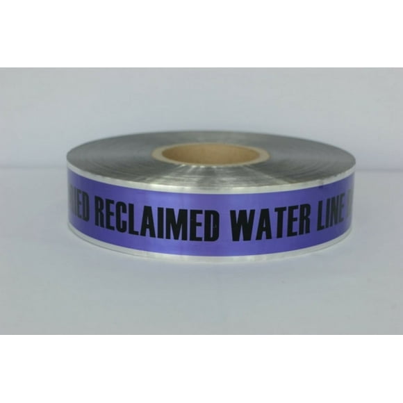 Detectable Underground Tape - Caution Buried Reclaimed Water Line Below- 2" X 1000 Ft Roll (12 Roll/Case)