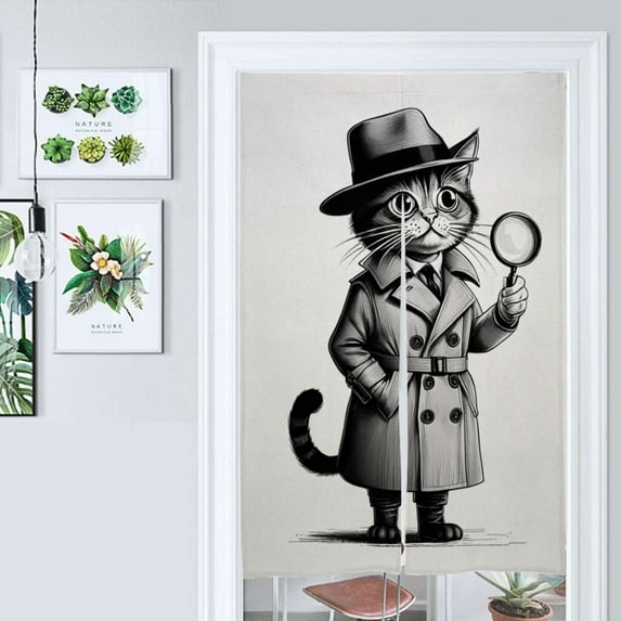 Detective Cat Door Curtain Nordic Living Room DoorCurtain Porch Partition Curtain Kitchen Rative Half Curtain