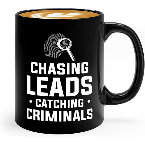 Detective Coffee Mug 11oz Black -Chasing leads catching - Police Officer Cop Patrol Detective Sheriff Law Enforcement Police Academy Student Police Chief