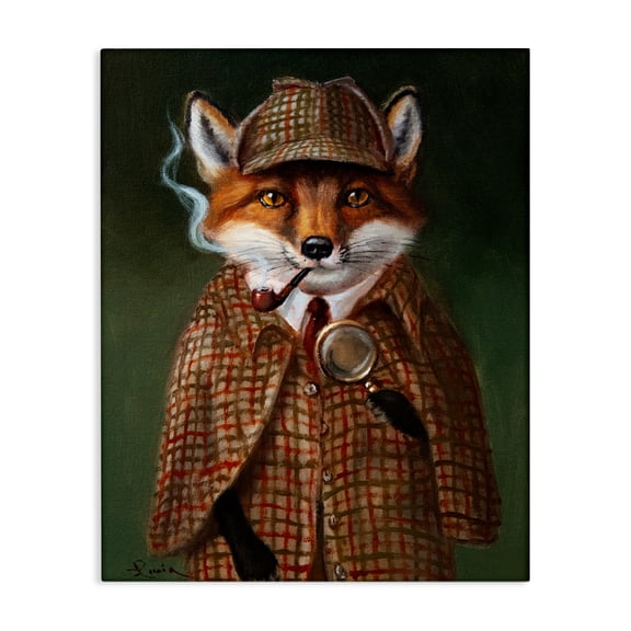 Stupell Industries Detective Fox with Pipe Canvas Wall Art, design by Lucia Heffernan