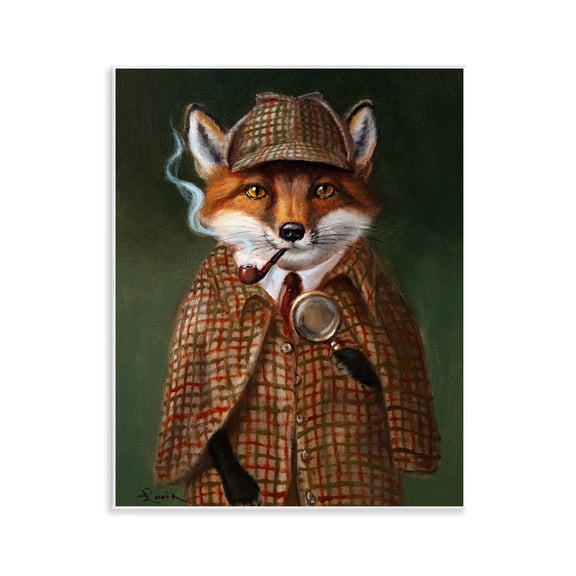Stupell Industries Detective Fox with Pipe Wall Plaque Art, design by Lucia Heffernan