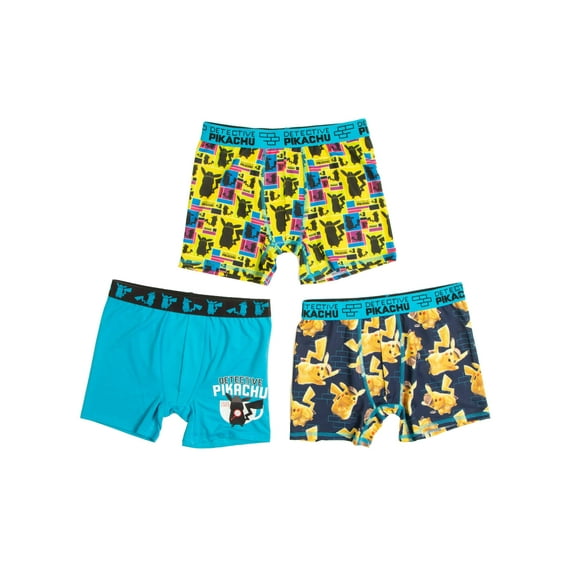 Detective Pikachu Boys Underwear, 3 Pack Boxer Brief (Little Boys & Big Boys)