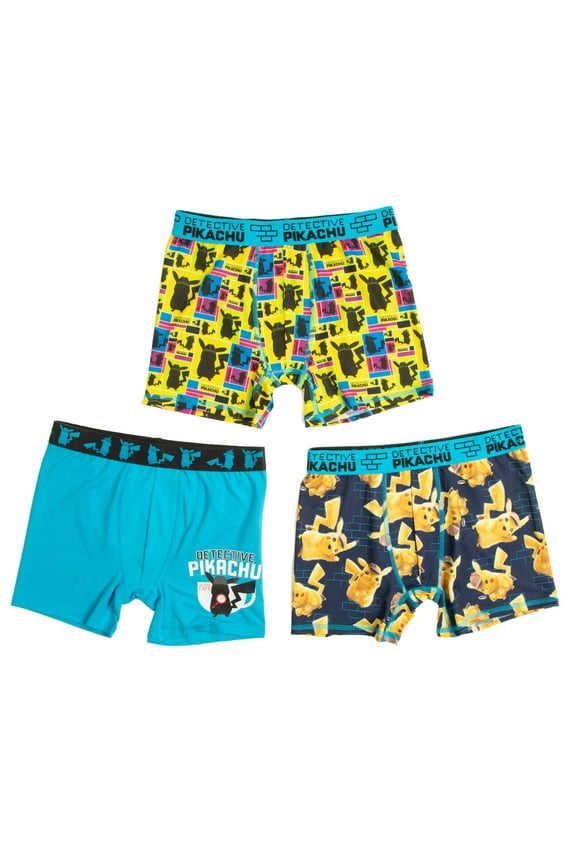 Detective Pikachu Boys Underwear, 3 Pack Boxer Brief (Little Boys & Big Boys)