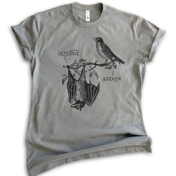 Detective & Sidekick Shirt, Unisex Women's Men's Shirt, Superhero Shirt, Detective Shirt, Funny Super Hero, Dark Heather Gray, 3X-Large