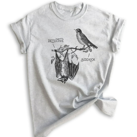 Detective & Sidekick Shirt, Unisex Women's Men's Shirt, Superhero Shirt, Detective Shirt, Funny Super Hero, Heather Ash, X-Small