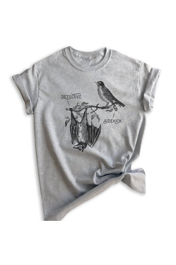 Detective & Sidekick Shirt, Unisex Women's Men's Shirt, Superhero Shirt, Detective Shirt, Funny Super Hero, Heather Gray, Medium