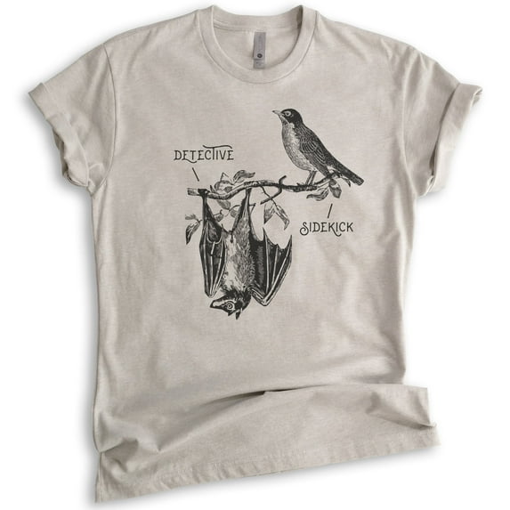 Detective & Sidekick Shirt, Unisex Women's Men's Shirt, Superhero Shirt, Detective Shirt, Funny Super Hero, Light Silk Gray, Large