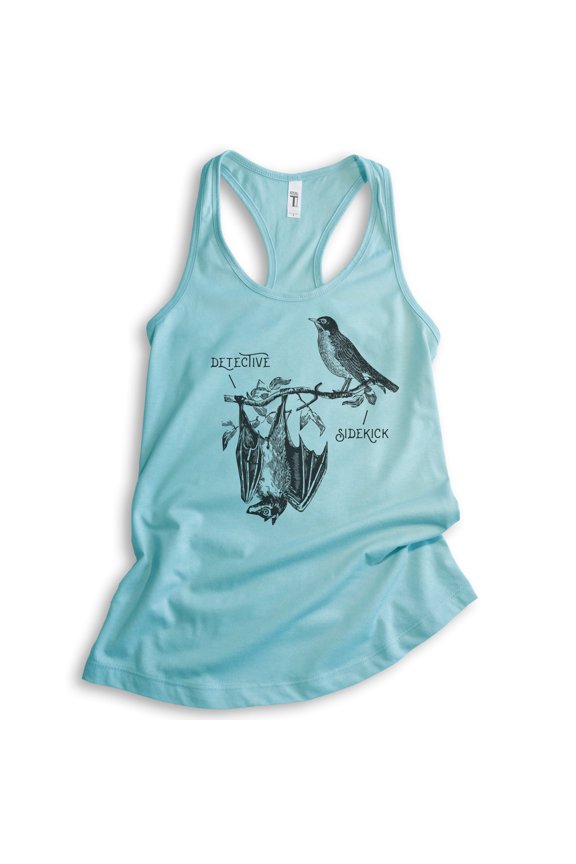 Detective & Sidekick Tank Top, Ladies Racerback Tank Top, Superhero Tank, Detective Tank, Funny Super Hero, Cancun, Large