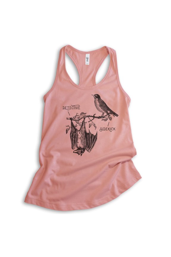 Detective & Sidekick Tank Top, Ladies Racerback Tank Top, Superhero Tank, Detective Tank, Funny Super Hero, Desert Pink, Large