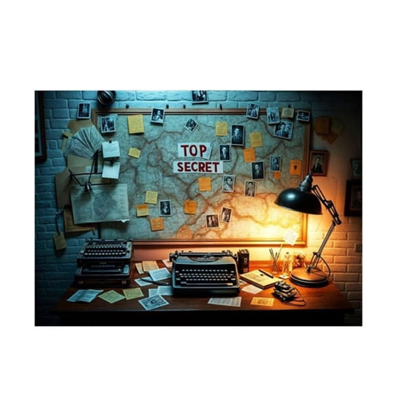 Detective Theme Backdrop Mystery Party Photo Background for Birthdays and Events Blue 82.7 X 59.1 In