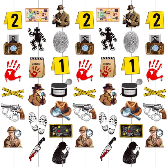 Detective Themed Hanging Garlands Party Decor 6 Pack for Mystery Birthday Events