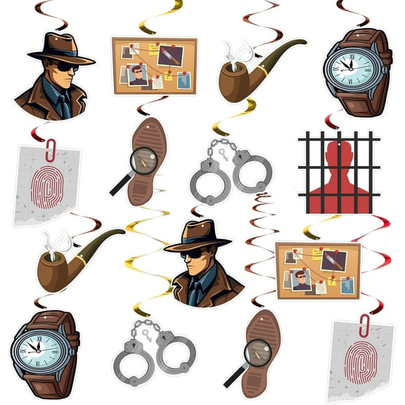 Detective Themed Hanging Swirls, Detective Birthday Ceiling Streamers, Detective Decor, Crime Scene Decorations, Detective Party Decorations, 16PCS
