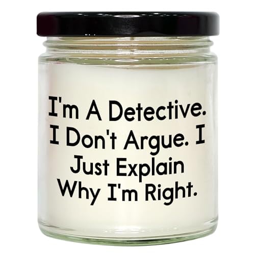 Detective's Secret Message Vanilla Soy Candle, Gifts for Him, Birthday Unique Gift Ideas, Funny Quote Candle, Soy Wax Candle with Black Lid