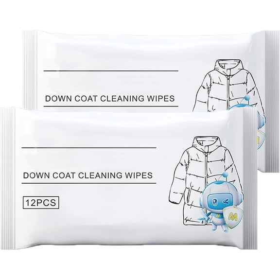 Down Detergent For Puffer Jackets - No Rinse Portable Waterless Wipes,Puffer Jacket Cleaner Stain Remover,No Rinse Clothes Stain Removal Wipes, For Grease, Dirt, And Dust (2PC)