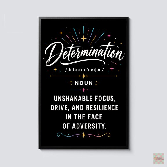 Determination Definition Motivational Inspirational Office Classroom Growth Mindset For Poster , Poster Print Only
