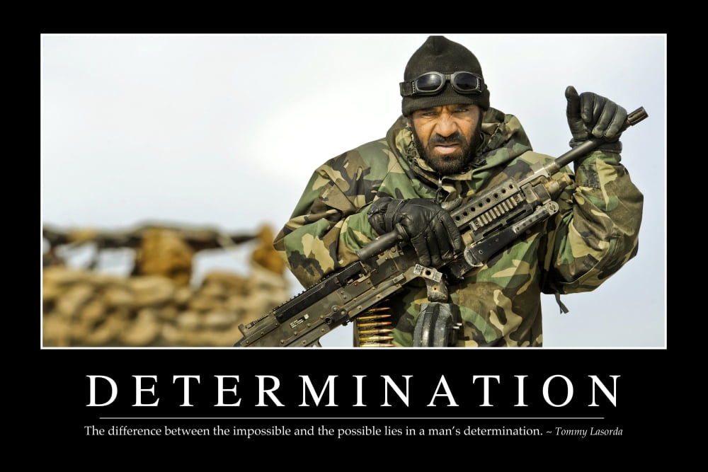 Determination Inspirational Quote and Motivational Poster Canvas Art - Stocktrek Images (34 x 23)