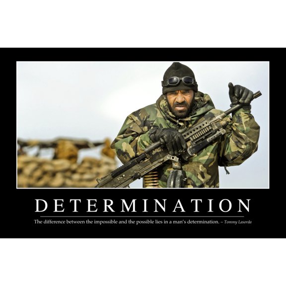 Determination Inspirational Quote and Motivational Poster Canvas Art - Stocktrek Images (34 x 23)