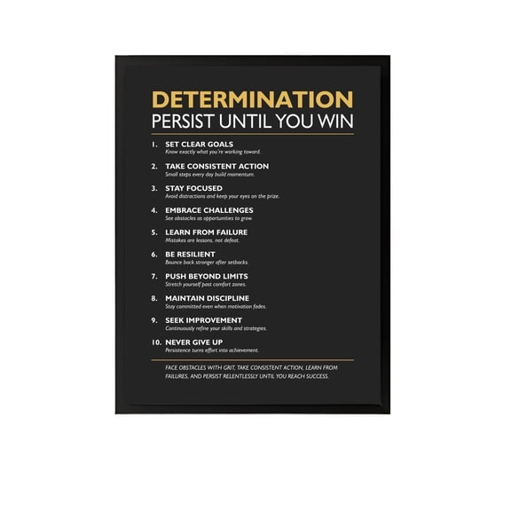 Determination Motivational Poster Inspirational Success Mindset Decor for Athlete Training Home Gym Focus Space