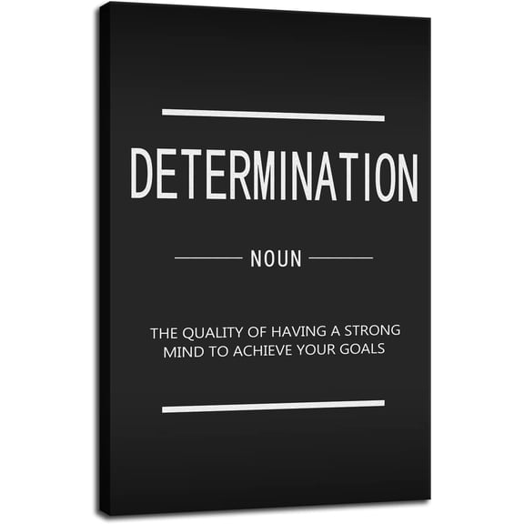Determination Noun Inspirational Wall Art Motivational Entrepreneur Quotes Canvas Painting Inspiring Posters Print Frame Artwork Decoration Office Living Room Home Ready to Hang12x18