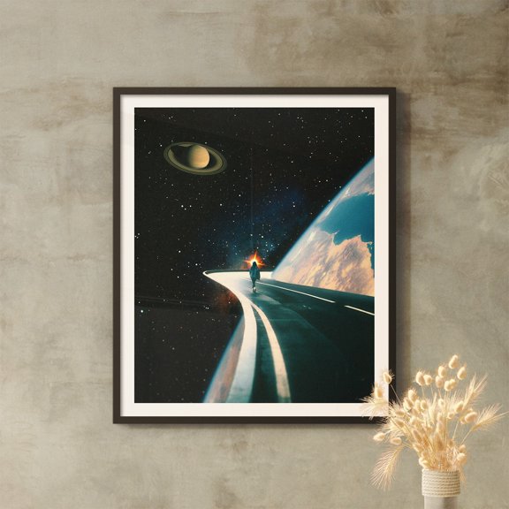 Determination Retro Futuristic Space Poster Surrealist SciFi Collage , Poster Print Only
