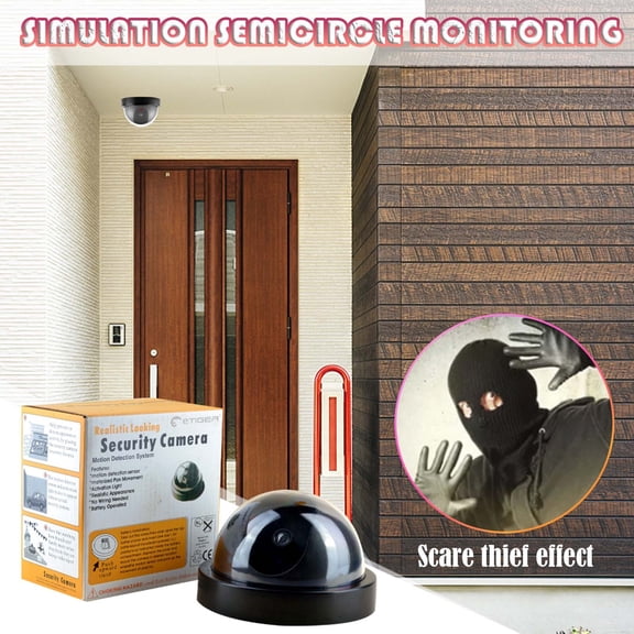 Deterrent Fake CCTV Dome Camera With Flashing LED, Indoor Outdoor Dummy Security Cam, Realistic Design, Battery Operated, Easy Install With Screws Or Adhesive, Weather Resistant Placement