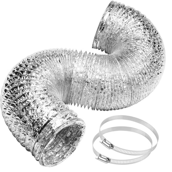 Detetap Dryer Vent Hose-4 inch Ducting Vent Hose Flexible Aluminum Foil Non-Insulated (4 inch 8 feet) with 2 Clamps