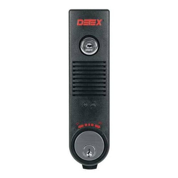 Detex Exit Door Alarm,9V Battery,Mortise,Horn EAX-500 BLACK W-CYL