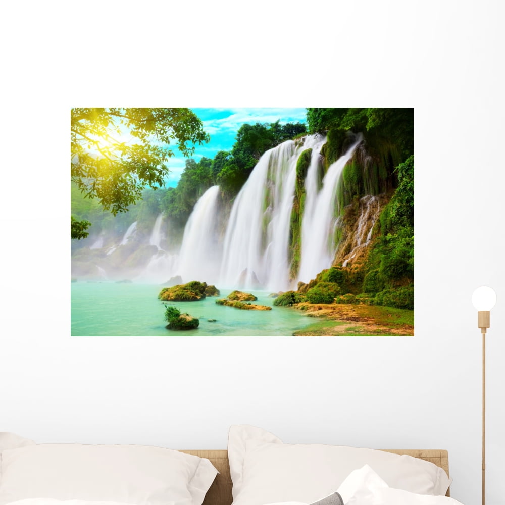 Detian Waterfall Wall Mural by Wallmonkeys Peel and Stick Graphic (36 ...