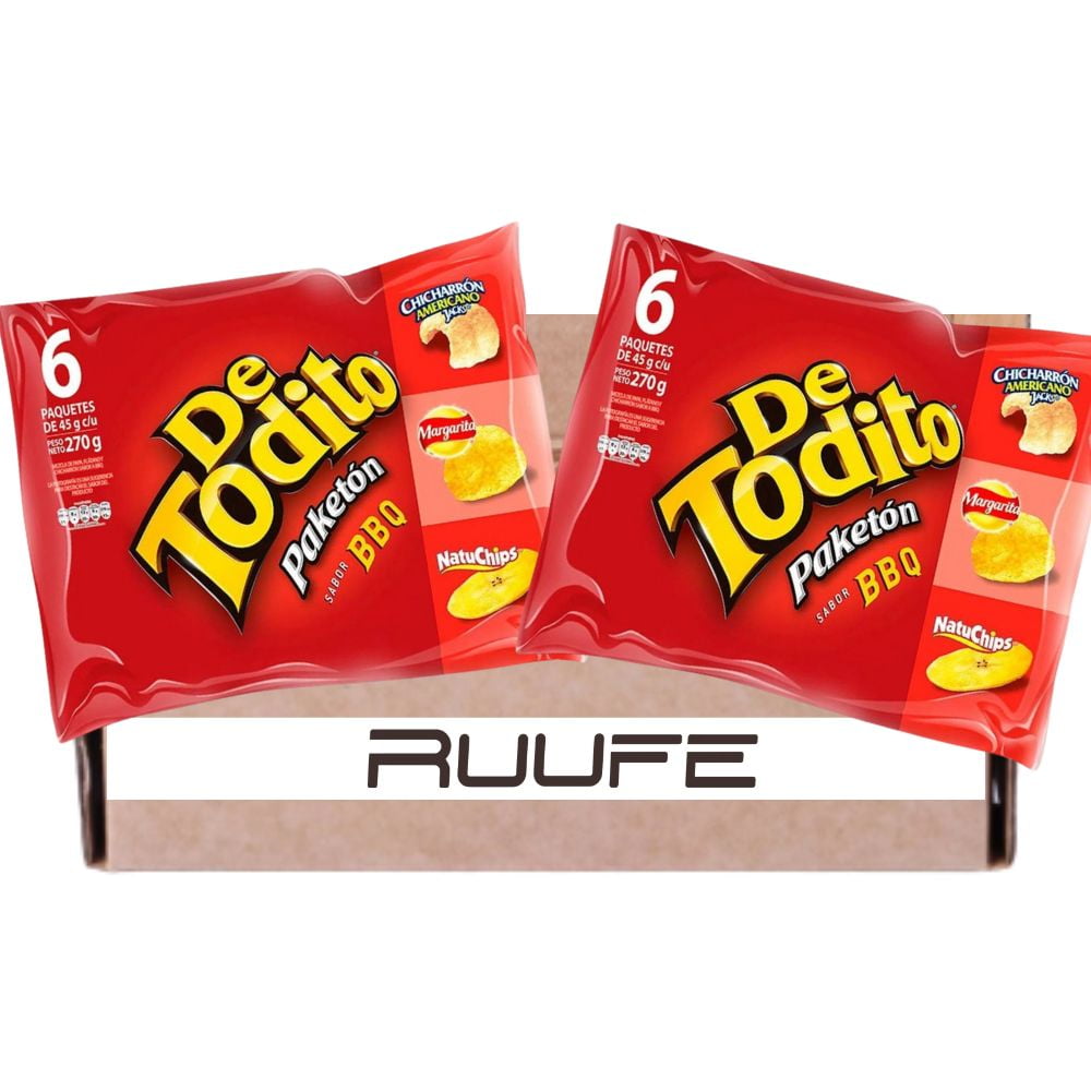 Detodito Colombiano BBQ (12 pack) Each pack comes with Pork Crackling, crispiest potato chips & plantain chips with BBQ flavor snacks for Snack lovers Colombian snack mecato colombiano Colombian food