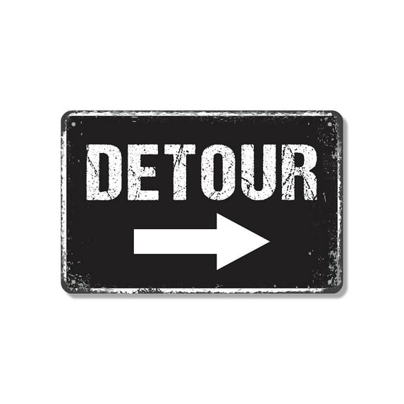 Detour Highway Road 10 Inch x 14 Inch Novelty Aluminum Metal Sign Orange Means Reroute Durable Weatherproof Perfect for Garages Man Caves Game Rooms Fun Gift for Drivers Collectors Road