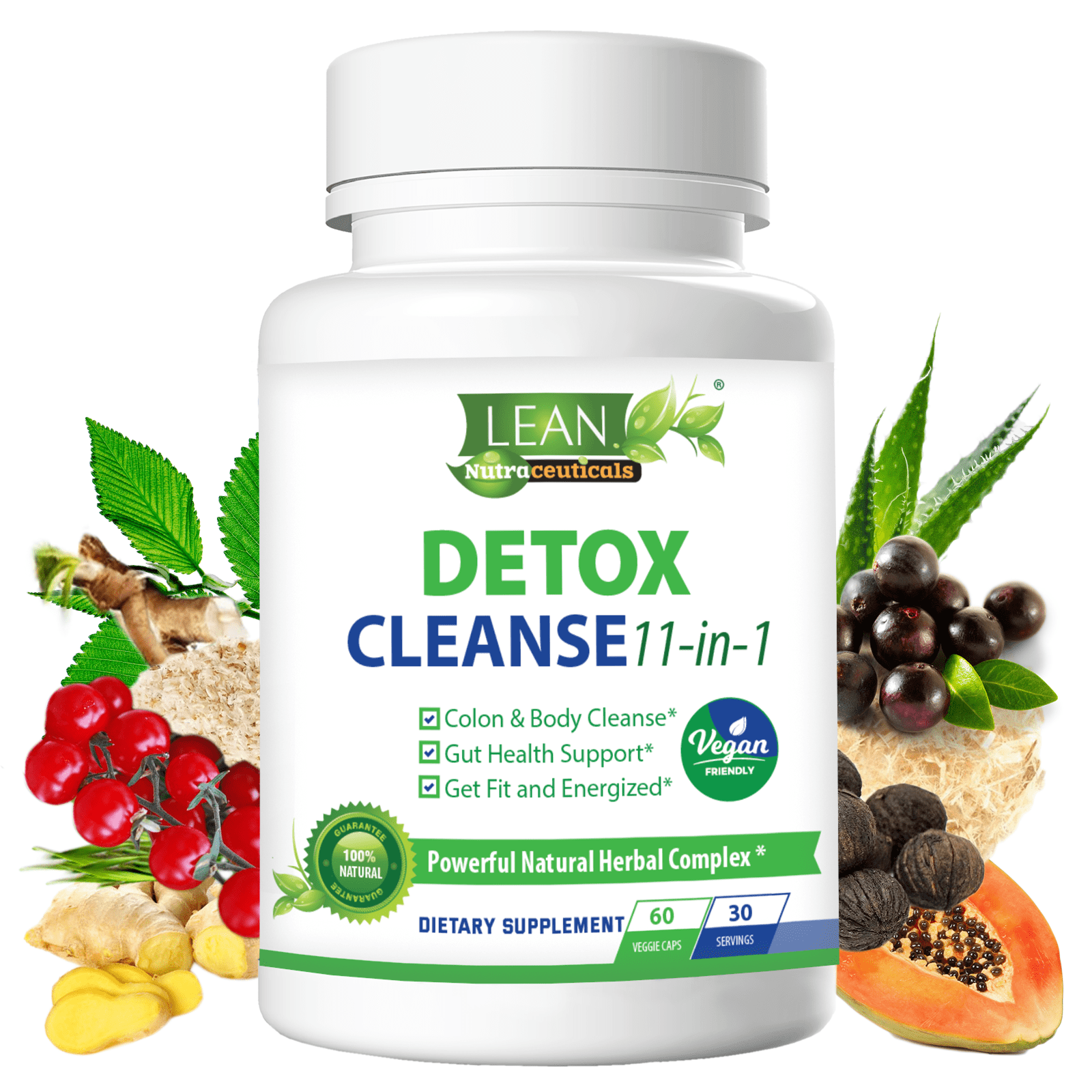 11-in-1 Vegan Detox Cleanse, Full Body Cleaner, Colon Health