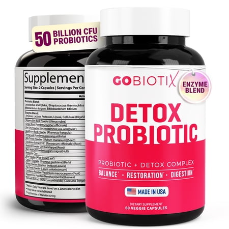 GoBiotix Detox Probiotic Cleanser with Digestive Enzymes for Gut Health, Detox Cleanse & Liver Support, 60 Ct