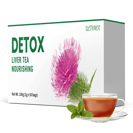 ULTHMOK Detox tea, Helps Detoxify the Liver, Supports Liver Regeneration and Healthy Digestion, 50 Tea Bags, With Milk Thistle and Dandelion