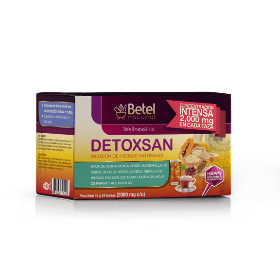 Detoxsan Total Detox Tea by Betel Natural - Whole Body Detox Formula - 24 Tea Bags