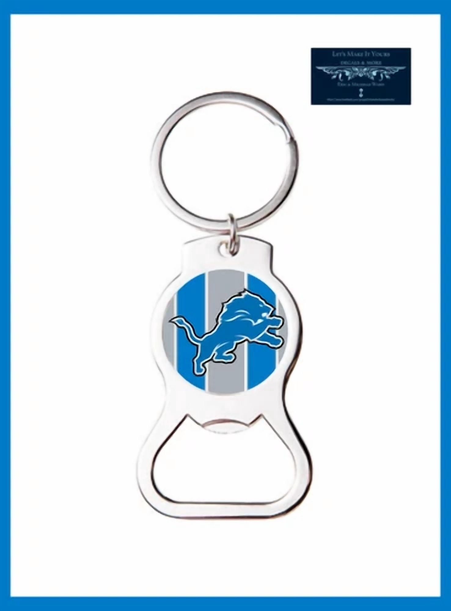 Detriot Lions Custom Metal Bottle Opener Key Ring Keychain Sports Lover Gift