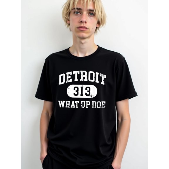 Detroit 313 Local Pride Tee mens t shirts black graphic tees graphic Perfect for exercise Soft and comfortable Casual Unisex Shirt Graphic Tee tshirts