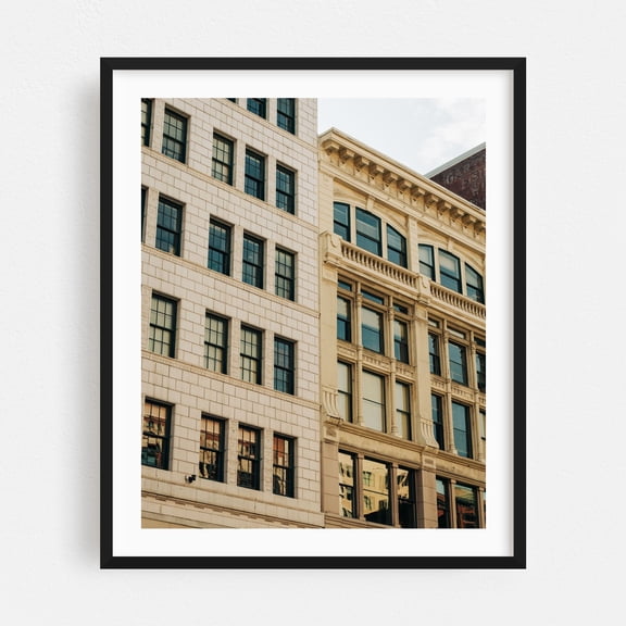 Detroit Architectural 07 - Detroit Michigan Photography Architecture City Cityscape Street Photography Vintage Art Deco Black Framed Wall Art Print 18 x 24 inches