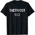 thumbnail image 1 of Detroit Area Code Distressed T-Shirt, 1 of 4