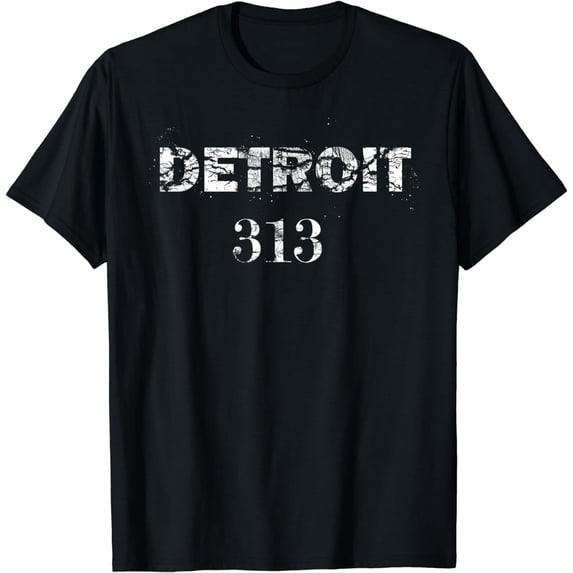 Detroit Area Code Distressed T-Shirt