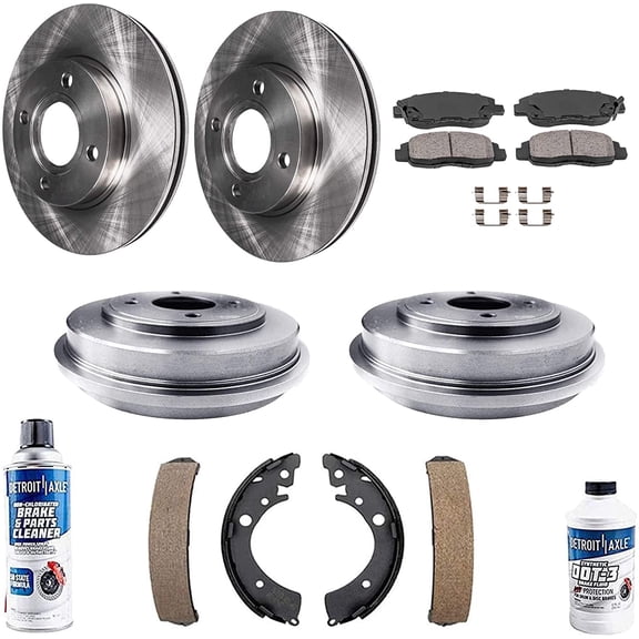 Detroit Axle - 1.7L Brake Kit for 2001-2005 Honda Civic Disc Rotors Ceramic Brakes Pads Replacement 2002 2003 2004 Brake Drums Semi-metallic Shoes Front and Rear