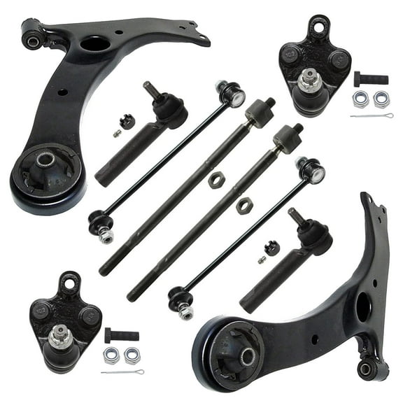 Detroit Axle - 1.8L 10pc Front End Kit for 2009-2013 Toyota Corolla Matrix, 2 Lower Control Arms 2 Lower Ball Joints 2 Sway Bars 4 Inner & Outer Tie Rods Replacement