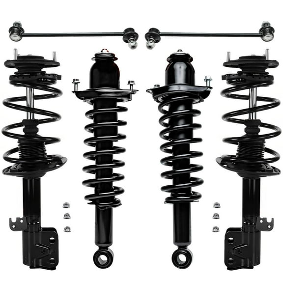 Detroit Axle - 1.8L Front Rear Struts Sway Bars for 2014-2019 Toyota Corolla, 4 Struts with Coil Spring 2 Stabilizer Sway Bars 2015 2016 2017 2018 Replacement Suspension Strut Shock Absorber Kit