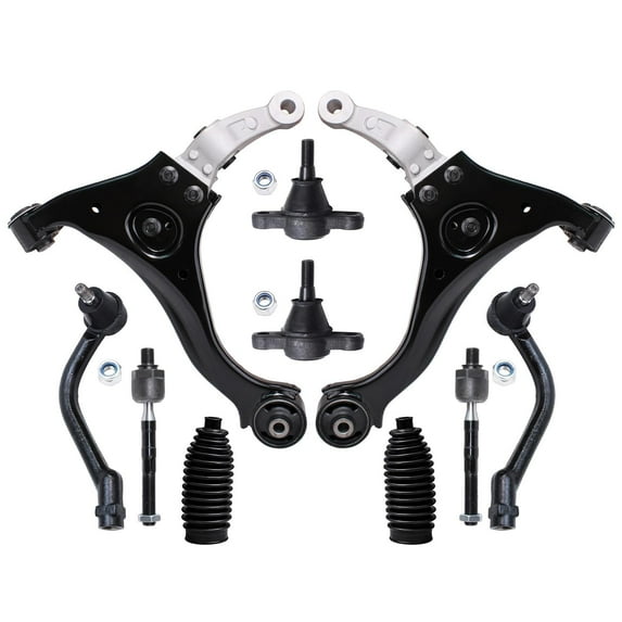 Detroit Axle - 10-Piece Kit Front Lower Control Arm & Ball Joints, Inner & Outer Tie Rod Ends w/Steering Rack Boots Replacement for 2006 2007 2008 Hyundai Sonata