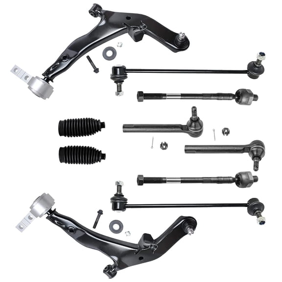 Detroit Axle - 10PC Front Lower Control Arm, Sway Bar Link, Inner Outer Tie Rod w/ Boot Set for 2005 2006 2007 Nissan Murano