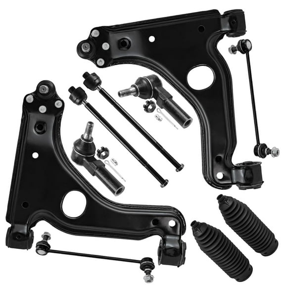 Detroit Axle - 10PC Front Lower Control Arms Sway Bars Inner and Outer Tie Rods with Boots for 2000 2001 2002 2003 2004 2005 Saturn L Series - [L100 L200 L300 LS LW Series]