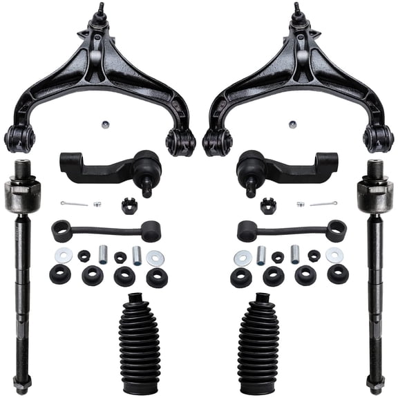 Detroit Axle - 10PC Front Lower Control Arms + Sway Bars + Inner & Outer Tie Rods + Rack Boots for 2008 2009 2010 2011 Dodge Nitro